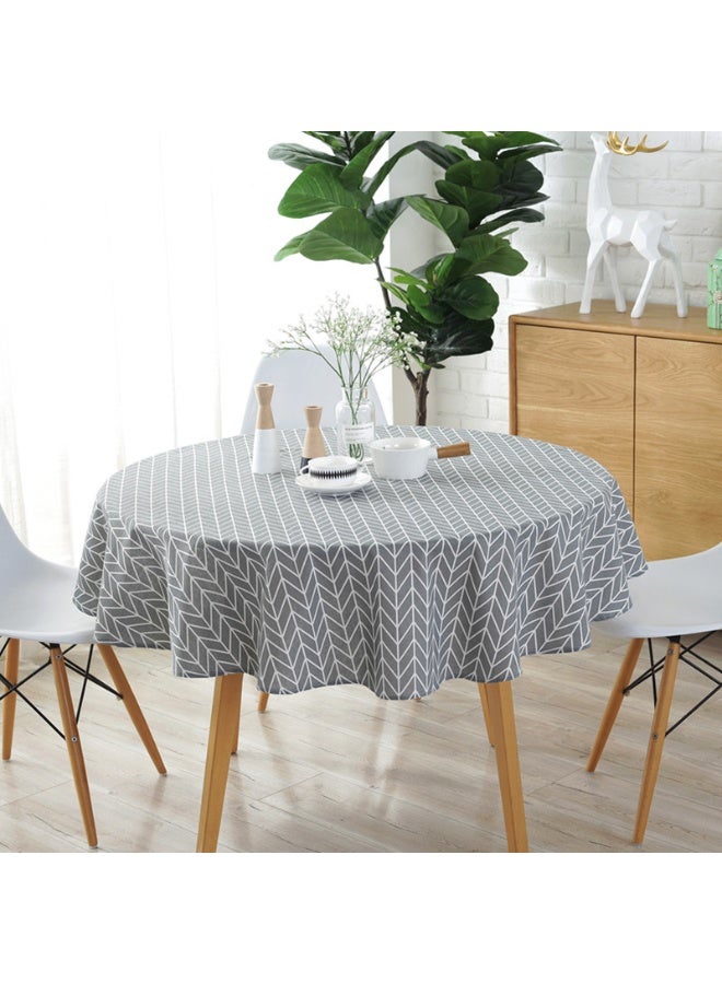 Beauenty Round arrows Table Cover Cotton GreylWhite 150cm - Image 4
